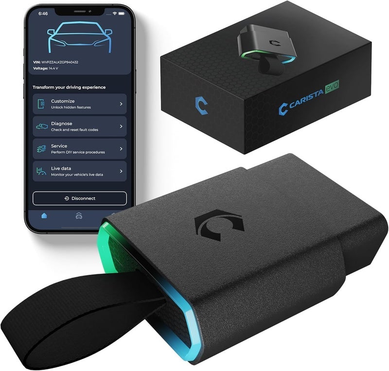 Carista EVO - ماسح OBD2 بلوتوث - أداة تشخيص السيارة وقارئ الأكواد مع الوصول إلى التشخيصات، التخصيصات، أدوات الخدمة والبيانات الحية (اشتراك مطلوب) - Image 1